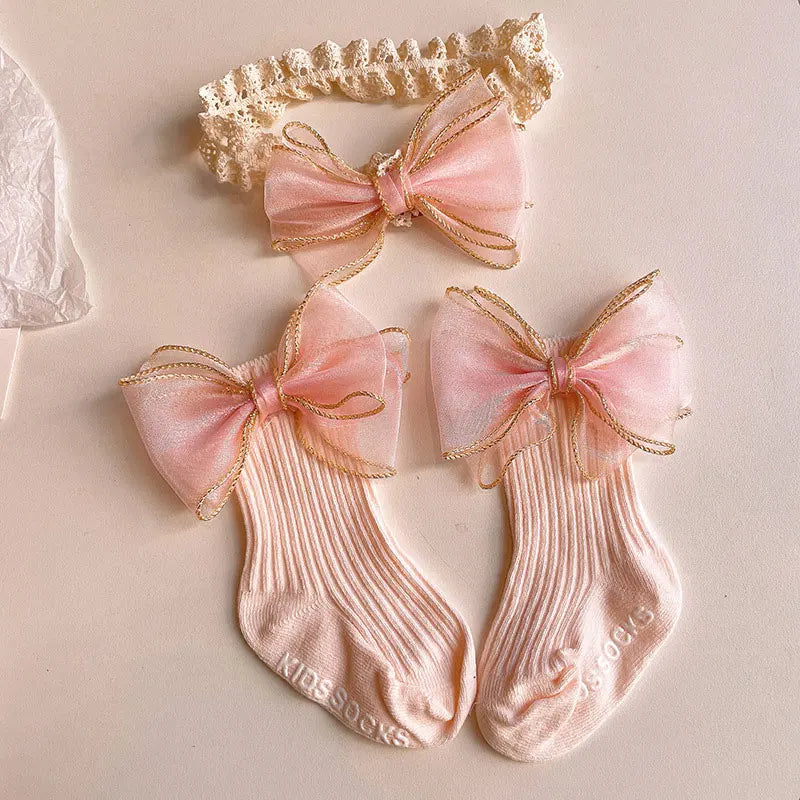 Baby Bow Headband & Socks Set – 2-Piece Girls Accessory