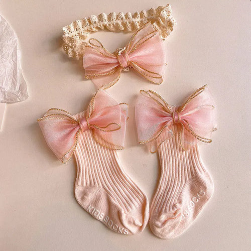 Baby Bow Headband & Socks Set – 2-Piece Girls Accessory