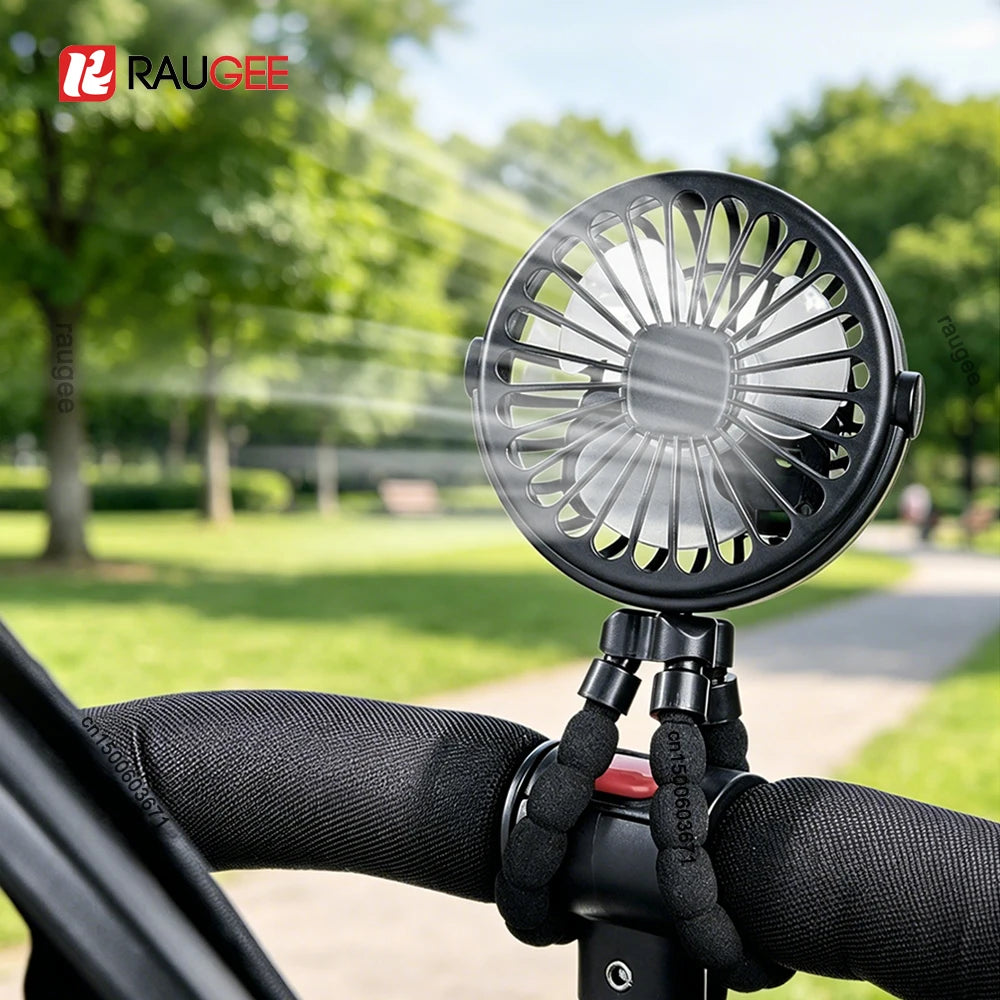 Portable Clip Fan – USB Rechargeable Mini Stroller Fan with 360° Rotation