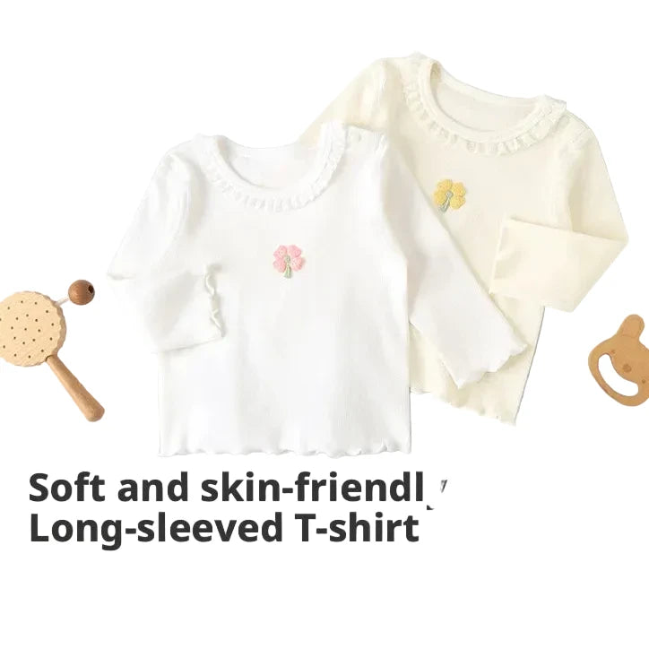 Baby Girls Sweet Long-Sleeve Floral Cotton Top | All Seasons