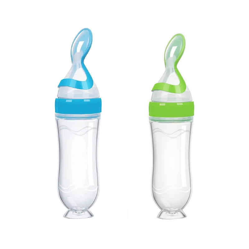 90ML Safe Newborn Baby Feeding Bottle Toddler Silicone Squeeze Feeding Spoon Milk Bottle Training Feeder Food Supplement Tools