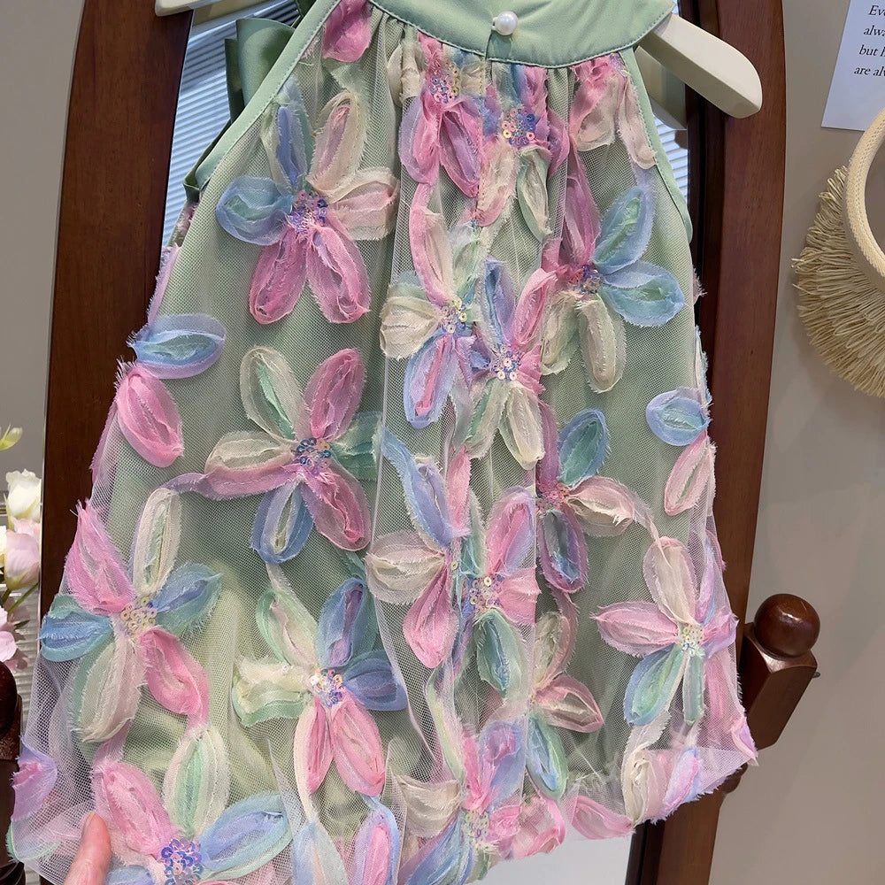 Girls' Floral Princess Dress | Sleeveless A-Line | Ages 3-7 Years