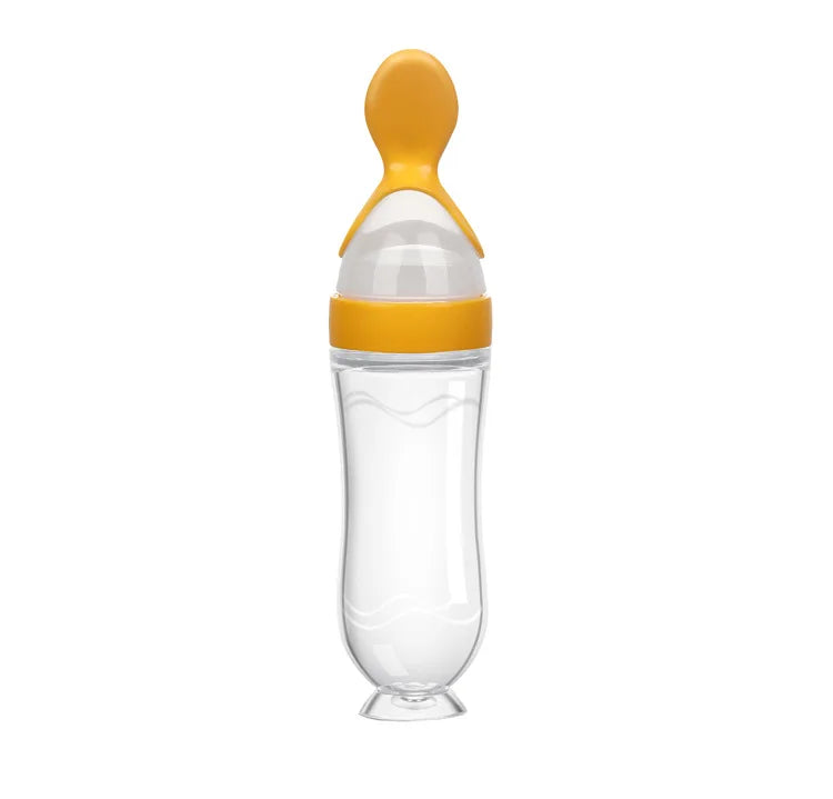 Squeezed Milk Bottle Food Grade Silicone Newborn Training Spoon Baby Grain Food Supplement Feeder Safe and Practical