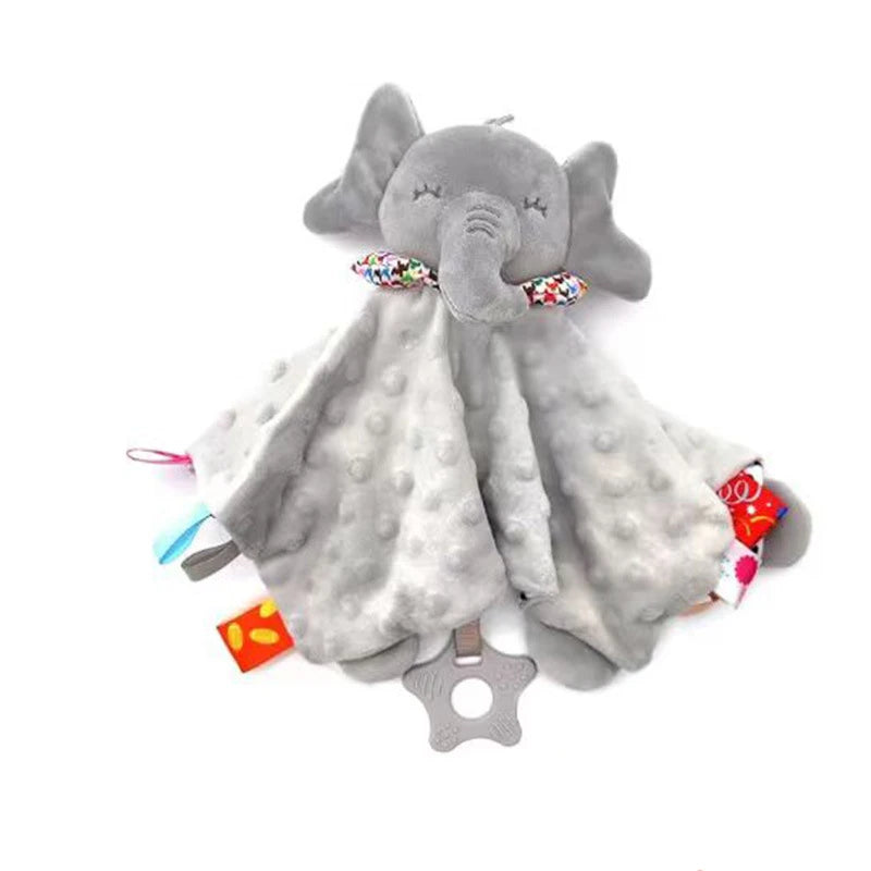 Baby Elephant Security Blanket with Teether & Rattle – Newborn Snuggle Toy