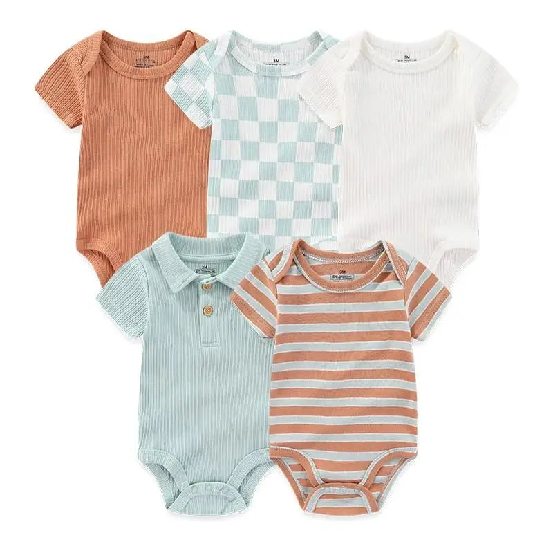 Baby Bodysuits 5-Pack - Cotton Short Sleeve