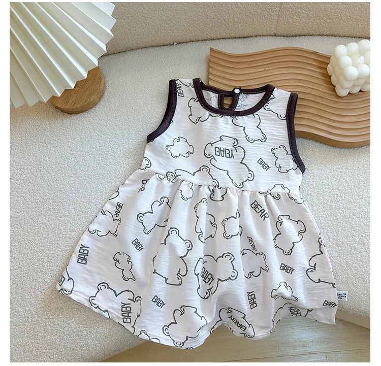Baby Girl Printed Sleeveless Princess Dress
