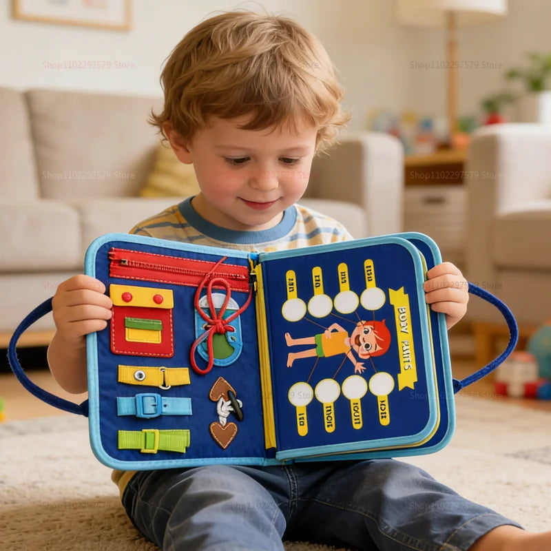 7-in-1 Montessori Busy Board for Toddlers – Sensory Learning Toy Ages 2–6