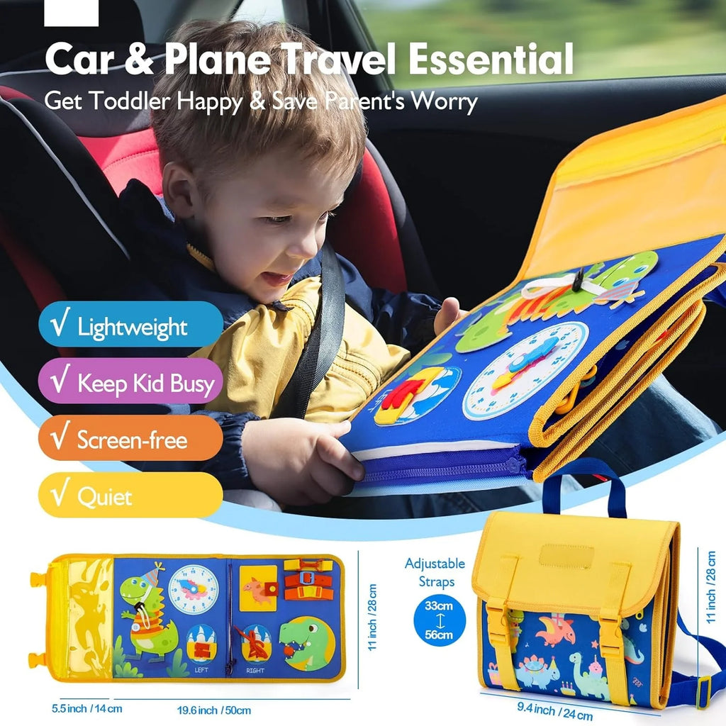 Montessori Busy Board Backpack | Life Skills Learning Toy for Toddlers