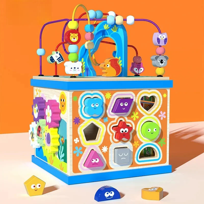 Wooden Bead Stringing Educational Toy – Montessori Intelligence Box for Kids