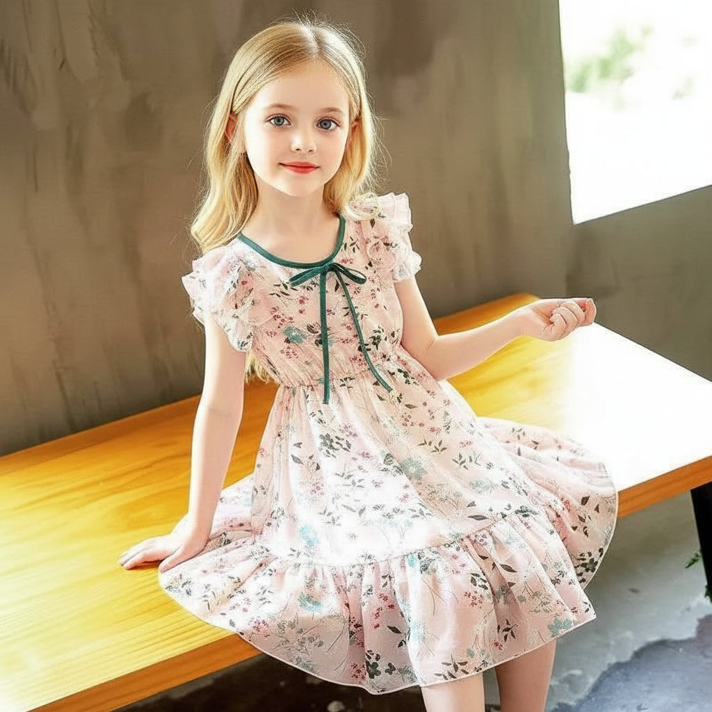 Girls' Sleeveless Floral Summer Dress – A-Line Party & Casual Dress (2T–12Y)