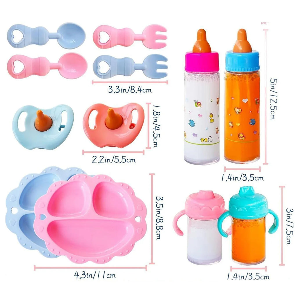 13-Piece Baby Doll Feeding Set – Magic Disappearing Bottles & Pretend Play