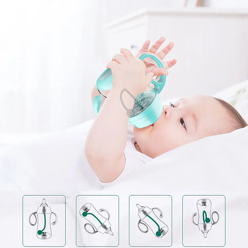 PP Plastic SIlicone Fruit Juice Baby Feeding Newborn Feeder Baby Bottle with Grip Nursing Care Nipple Milk Bottles BPA-free
