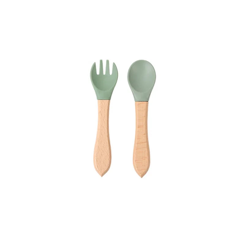 Children's silicone tableware set Baby Complementary Food Training 1/2/3/5PCS Set Sucker Bowl Bib Cup Fork Spoon Set Maternal
