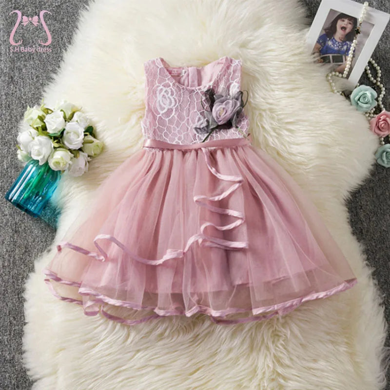 Baby Girls Floral Summer Dress | Sleeveless Ball Gown Party Dress 12M–5Y