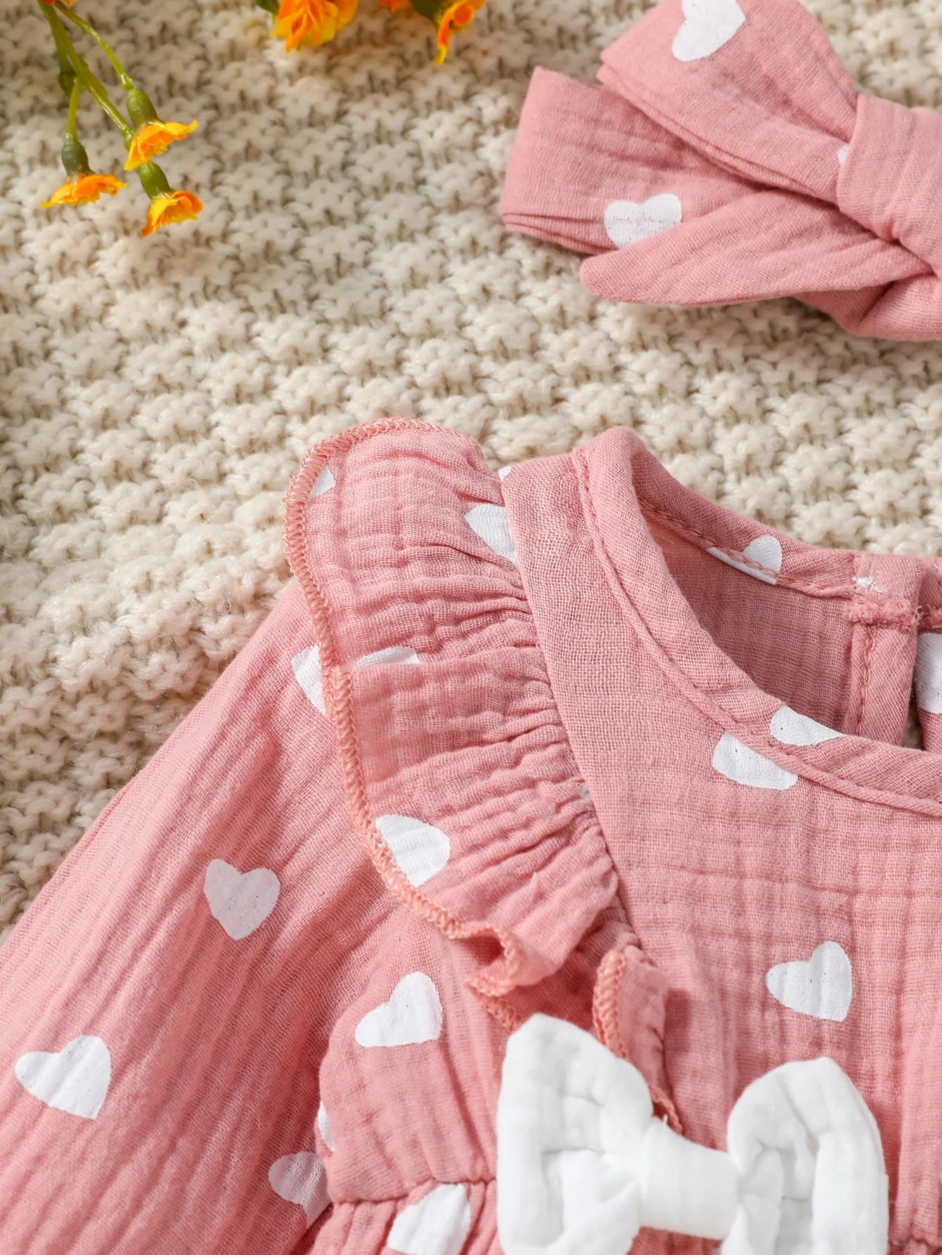 Baby Girl's Floral Jumpsuit with Headband (0–6M)
