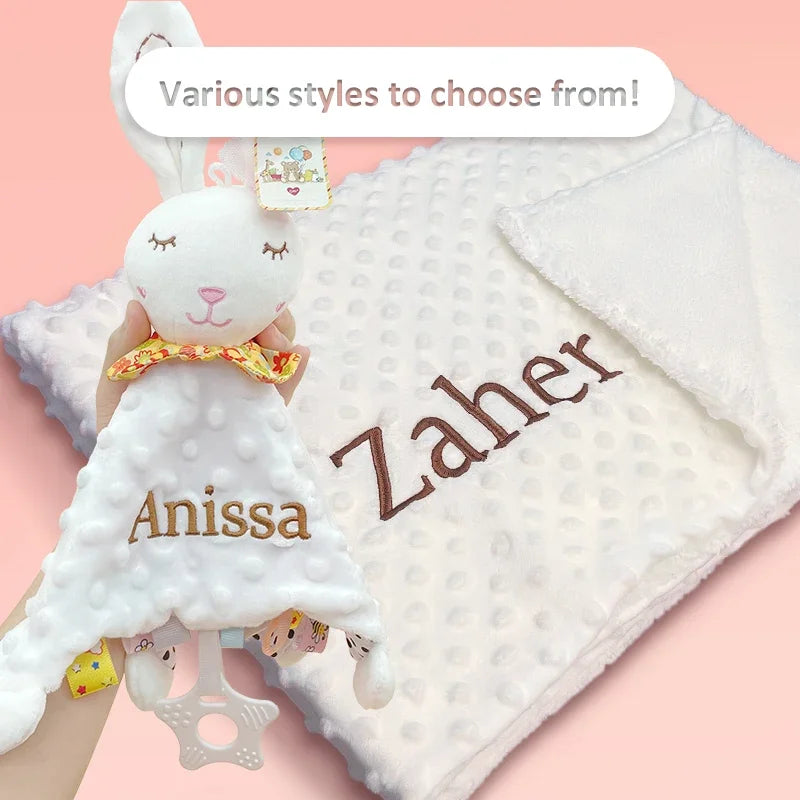 Personalised Soft Plush Baby Blanket with Name – Custom Newborn Gift