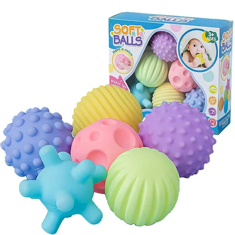 Soft Sensory Ball Set – Baby Bath & Rattle Toy