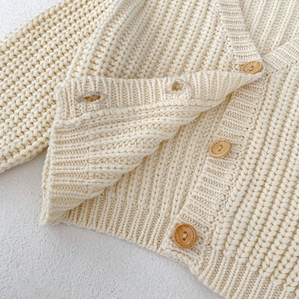 Baby Girl Soft Knit Cardigan – Long Sleeve V-Neck Cotton Coat | 3M–5Y