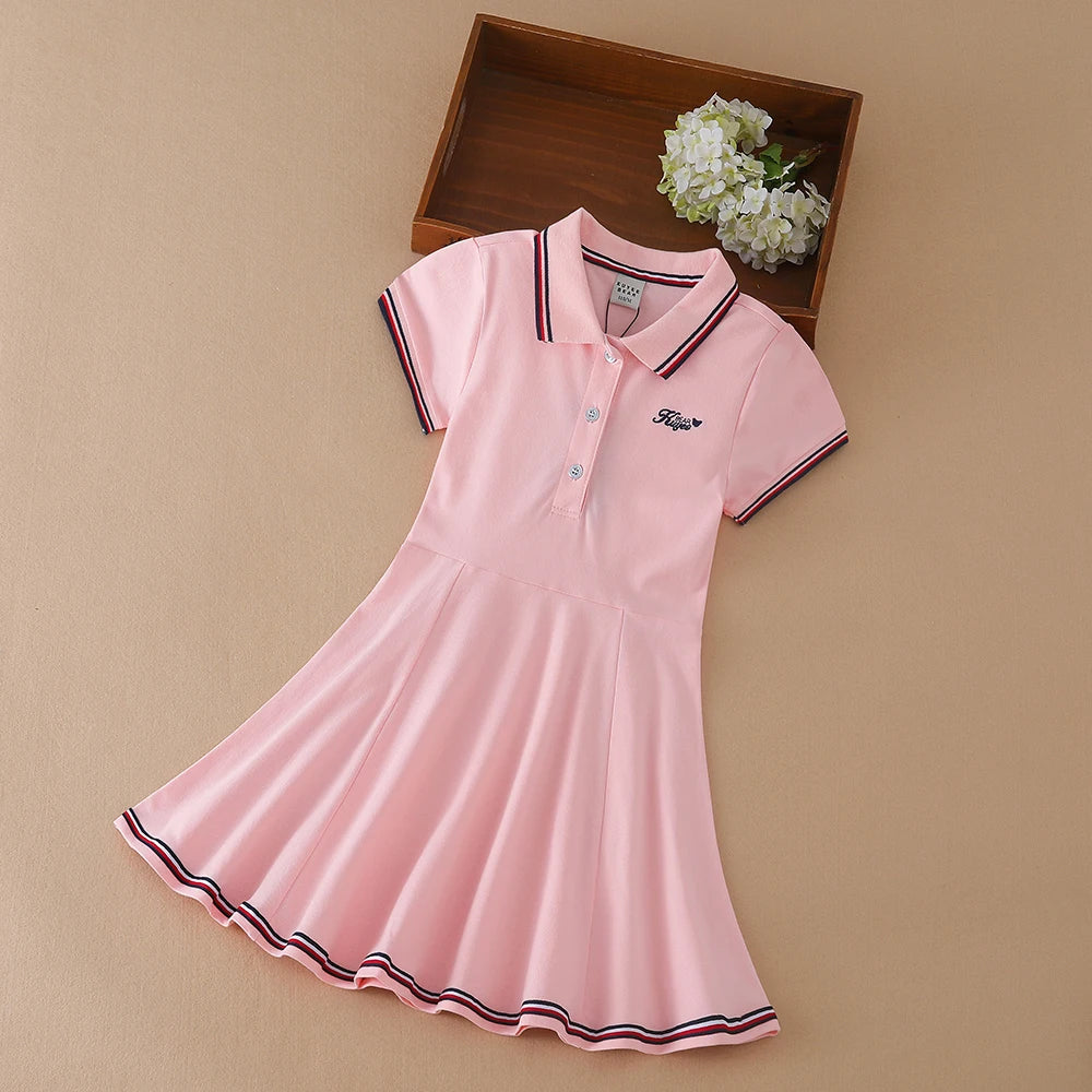 Girls' Striped Cotton Tennis Dress | Sporty Summer Dress for Kids | Ages 4–12