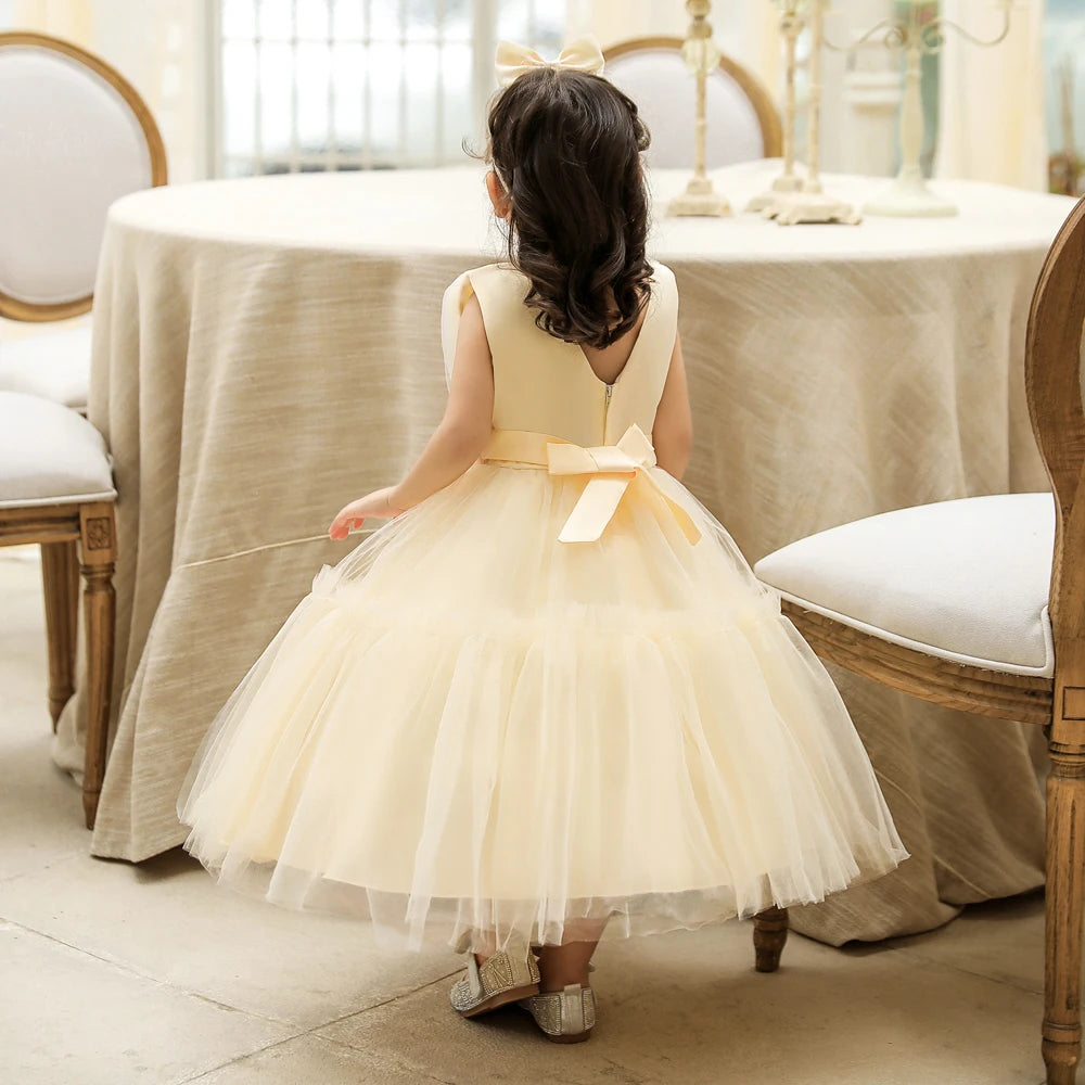 Infant Baby 1st Birthday Baptism Dresses For Girls Kids Elegant Wedding Party Princess Dress Tulle Toddler Girl Summer Clothes