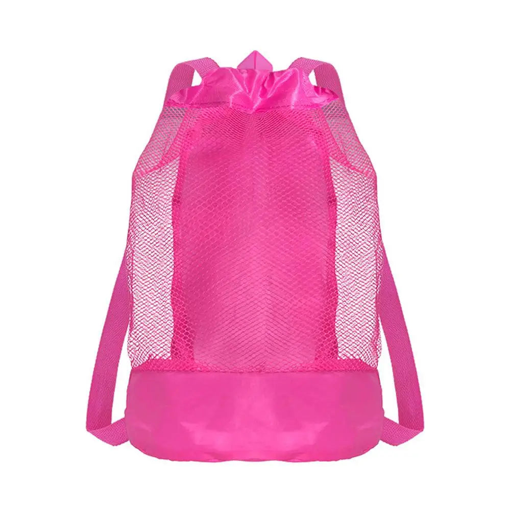 Kids Large Mesh Beach Bag – Foldable Drawstring Backpack for Sand Toys