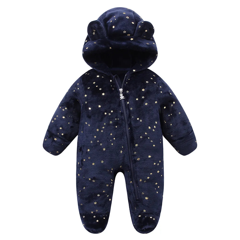 Baby Flannel Romper - Cartoon Print (0-19M)