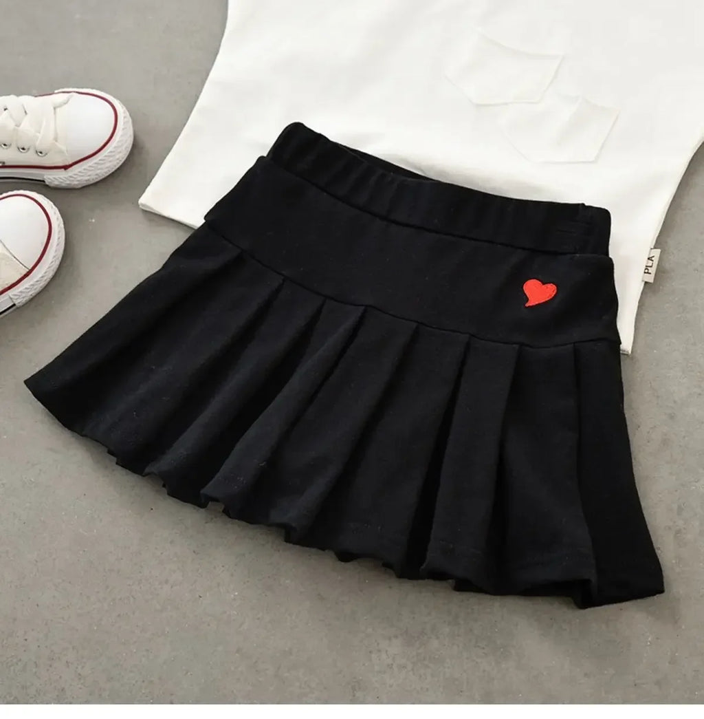 Girls Pleated Skirt with Built-In Safety Shorts
