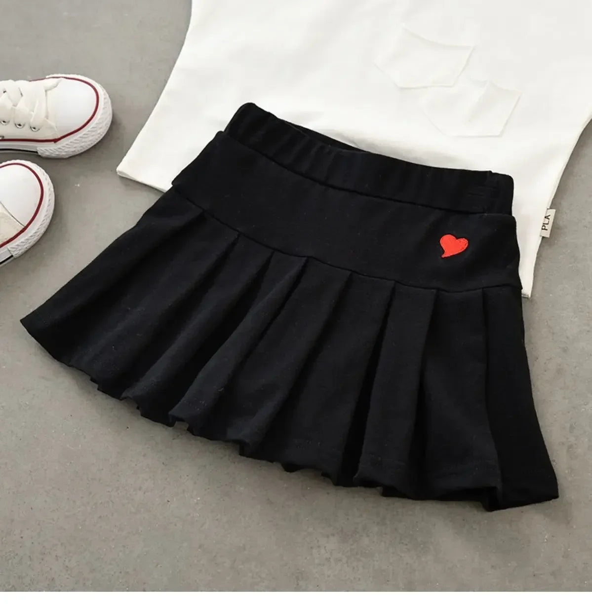 Girls Pleated Skirt with Built-In Safety Shorts