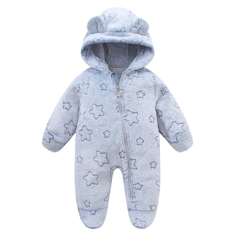 Baby Flannel Romper - Cartoon Print (0-19M)