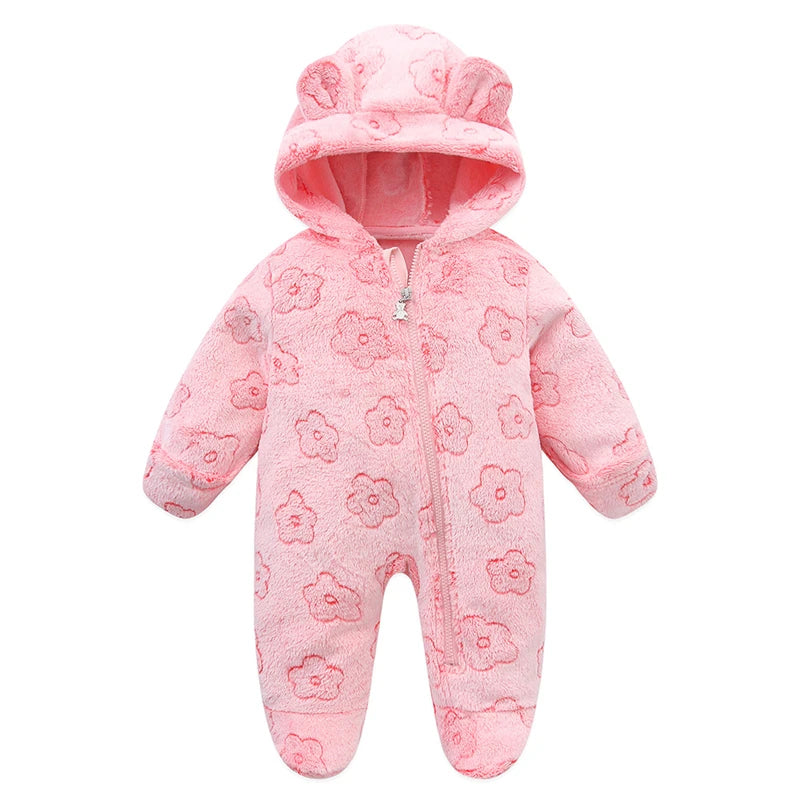 Baby Flannel Romper - Cartoon Print (0-19M)