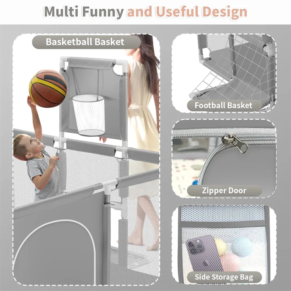 Baby Playpen Extra Large 70" – Breathable Mesh Safety Play Yard for Boys & Girls