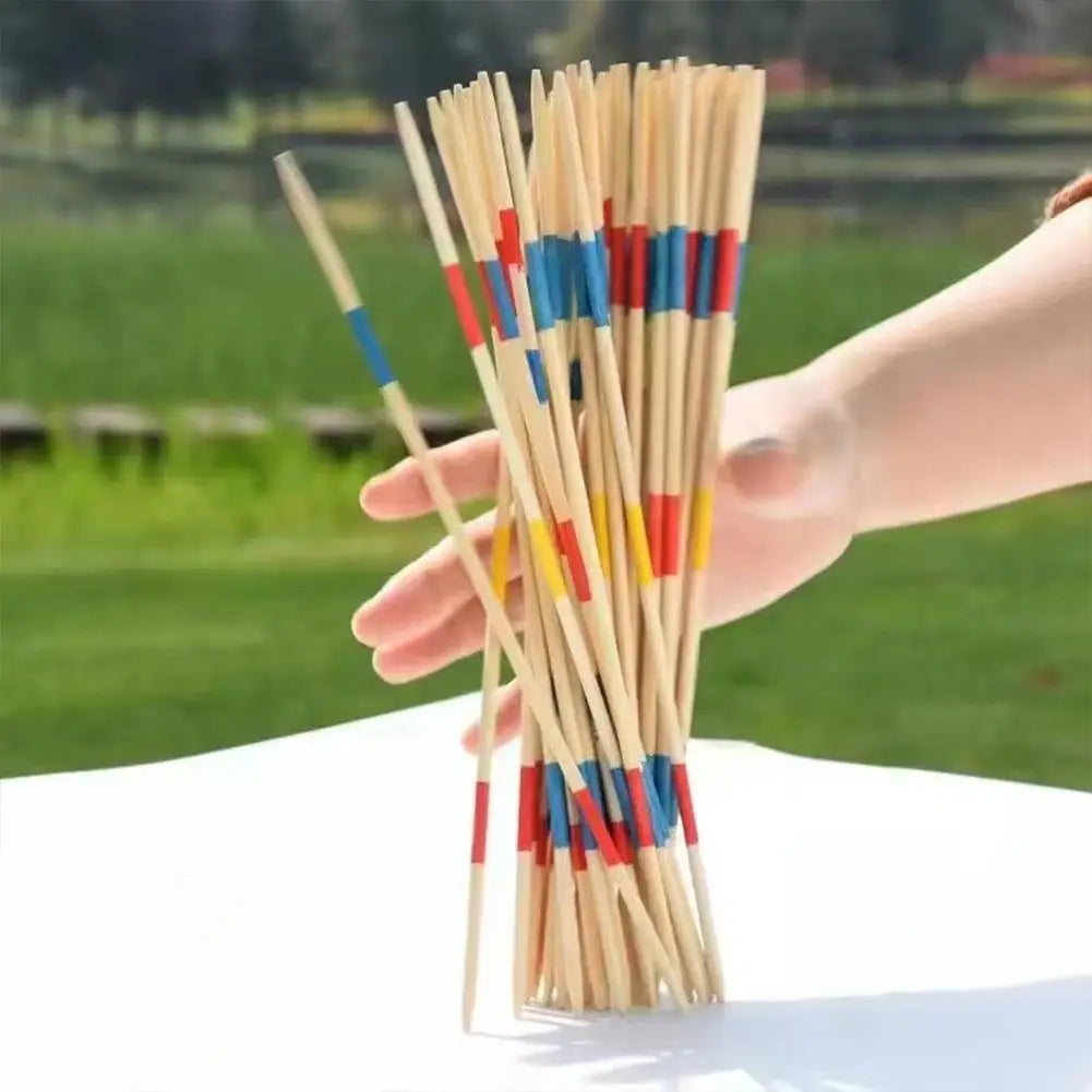 Wooden Mikado Pick Up Sticks Game Set with Storage Box