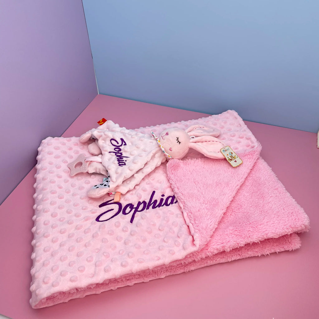 Personalised Soft Plush Baby Blanket with Name – Custom Newborn Gift