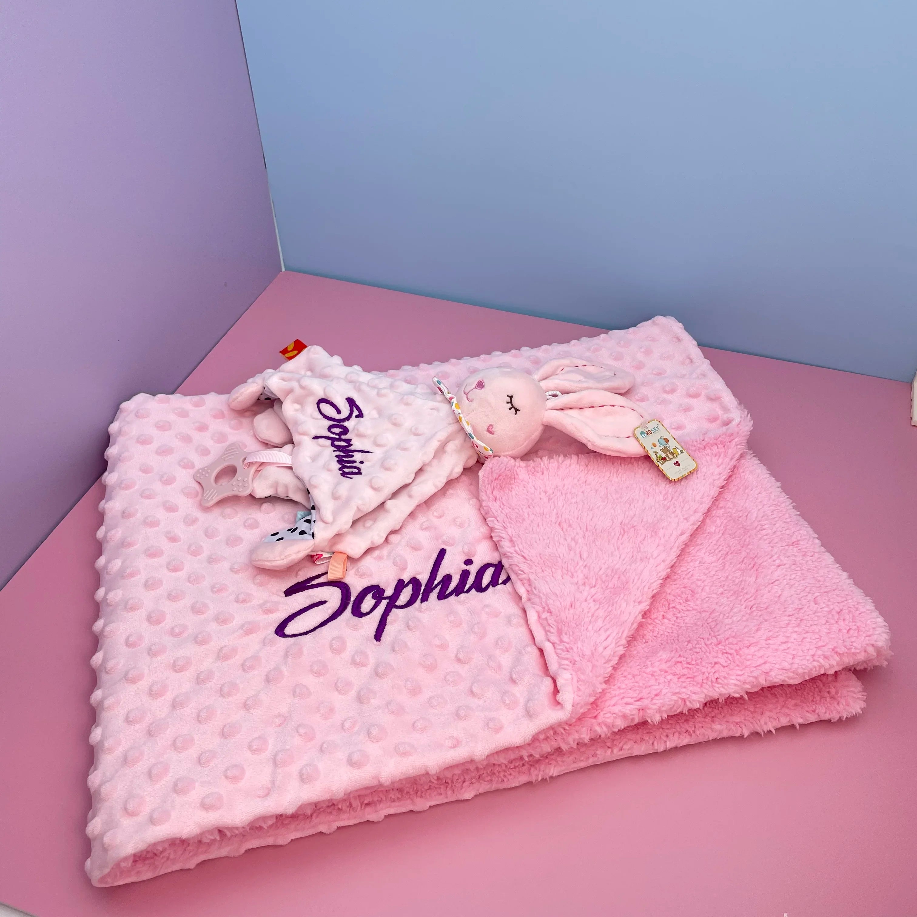 Personalised Soft Plush Baby Blanket with Name – Custom Newborn Gift