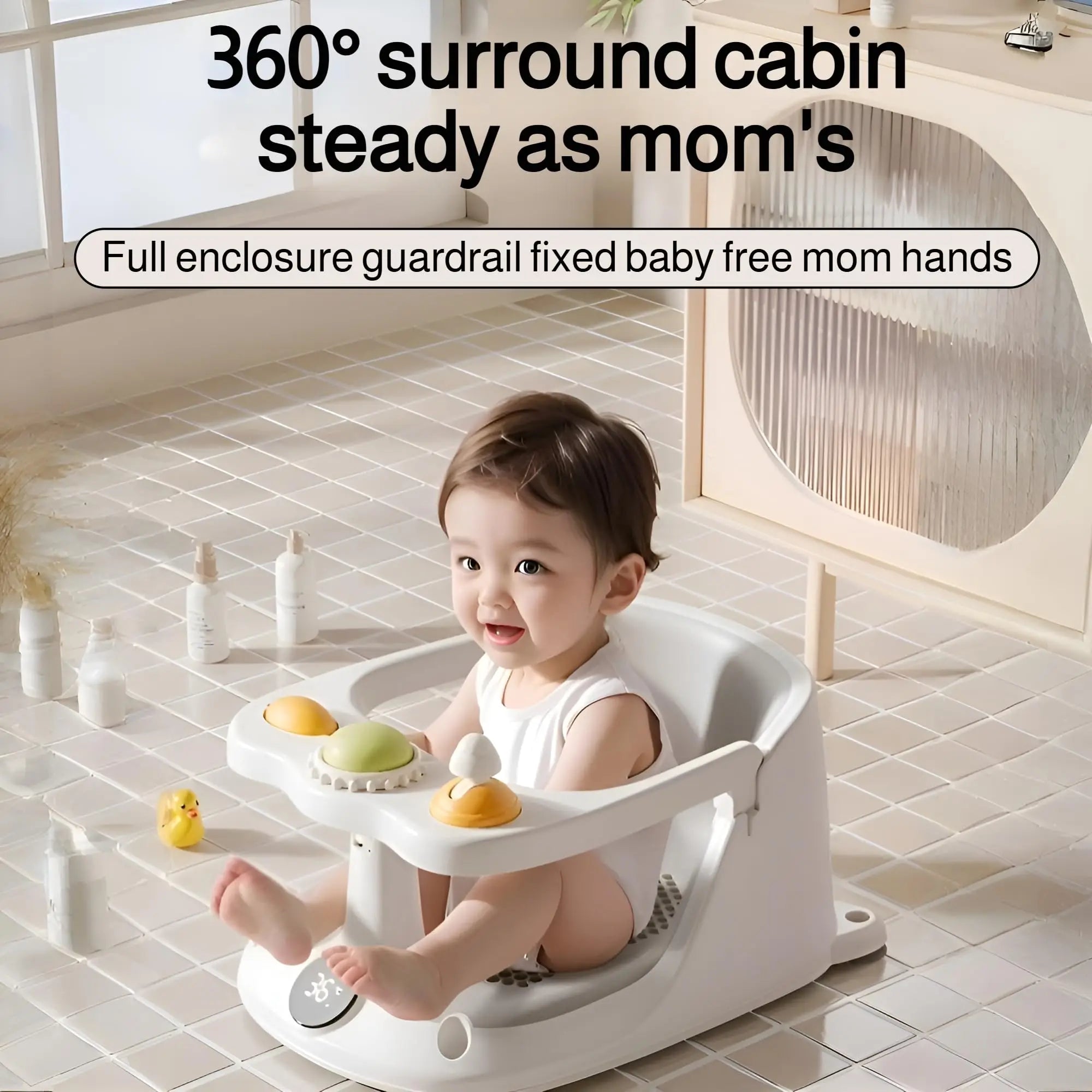 Baby Bath Seat 0–36 Months | Non-Slip with Temperature Sensing