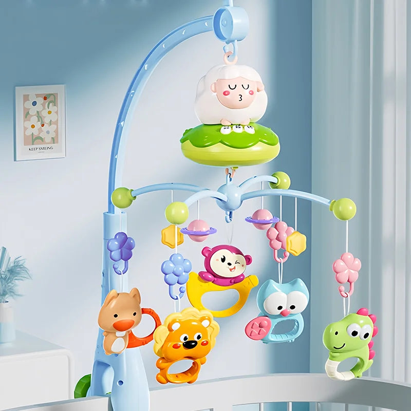 360° Musical Baby Crib Mobile Rotating Night Light Bed Bell Toy Four Speed Timming Hanging Infant Newborn Rattle Bedside Gift