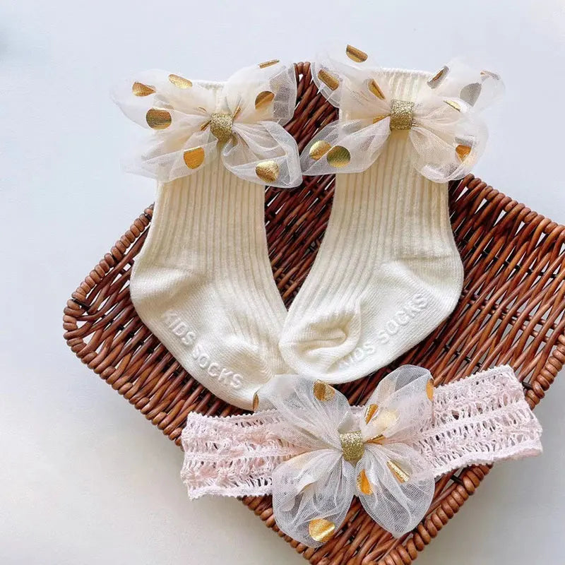 Baby Bow Headband & Socks Set – 2-Piece Girls Accessory