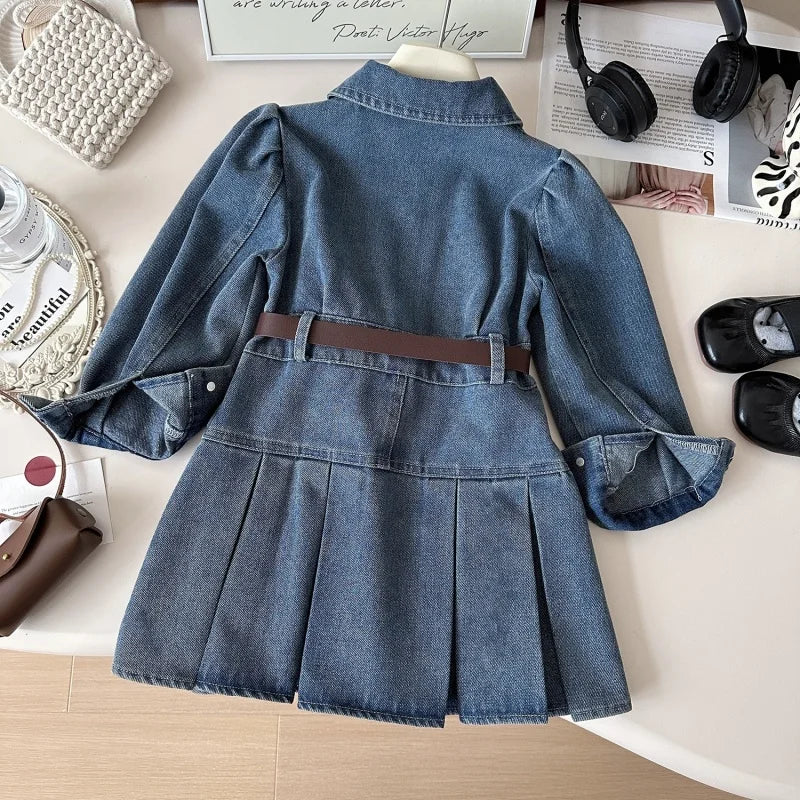 Girls Retro Denim A-Line Dress (2-8Y)