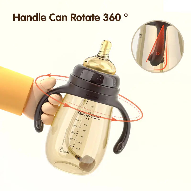 Baby Gravity Learning Cup 300ml – PP Toddler Water Bottle with Handle