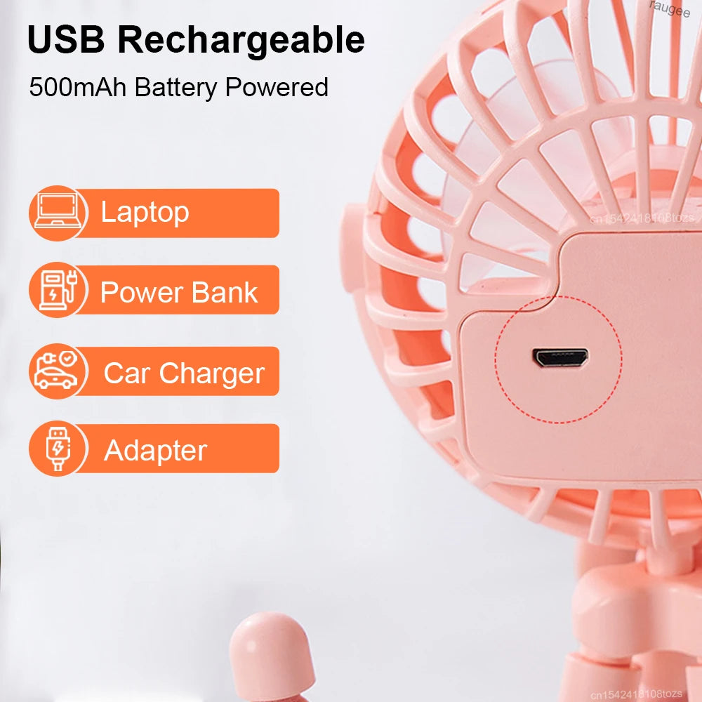 Portable Clip Fan – USB Rechargeable Mini Stroller Fan with 360° Rotation
