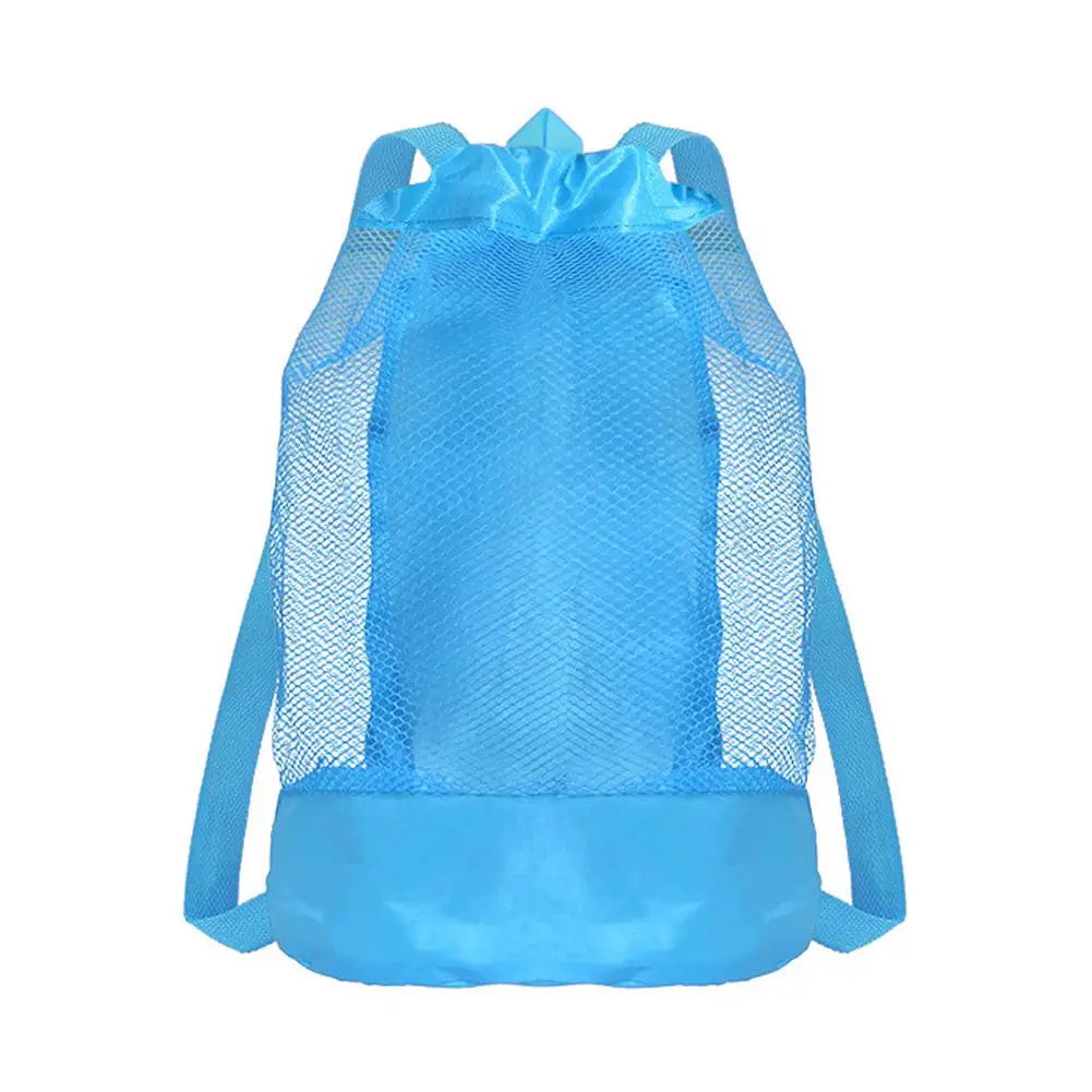 Kids Large Mesh Beach Bag – Foldable Drawstring Backpack for Sand Toys