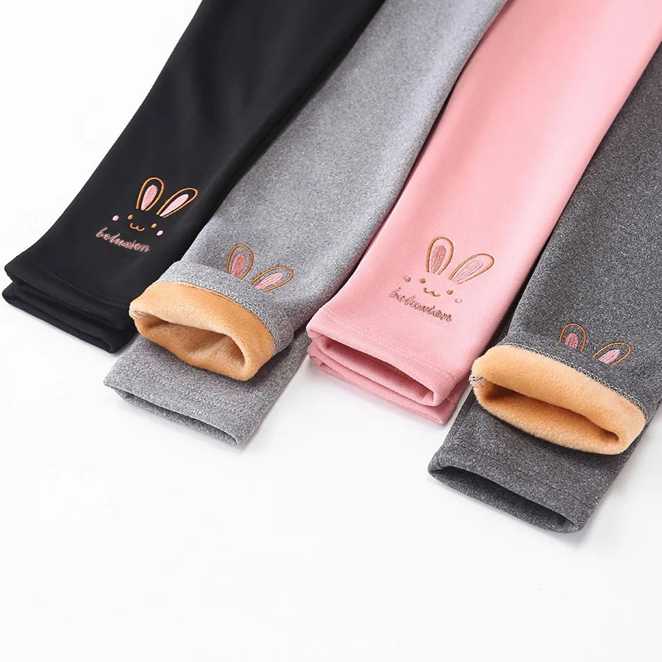 Girls Fleece-Lined Bunny Leggings (3-8Y)