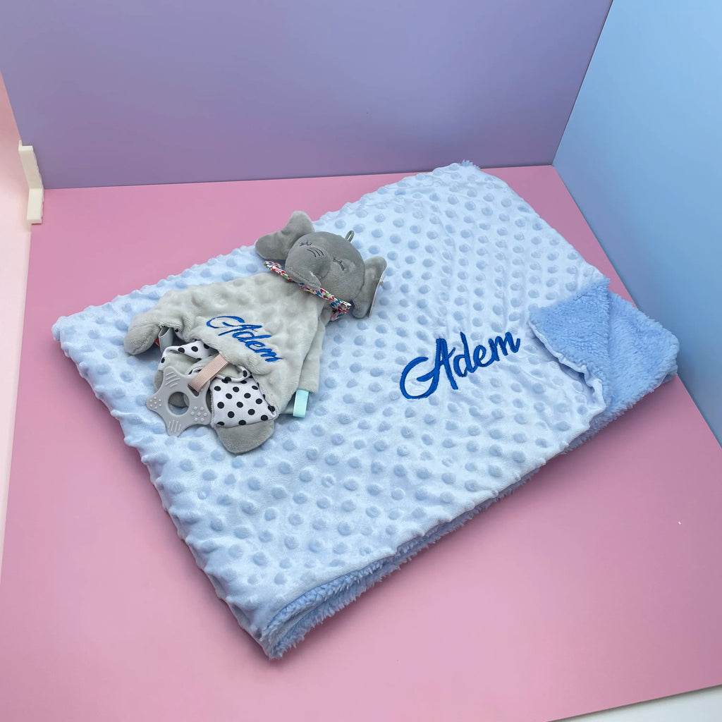Personalised Soft Plush Baby Blanket with Name – Custom Newborn Gift