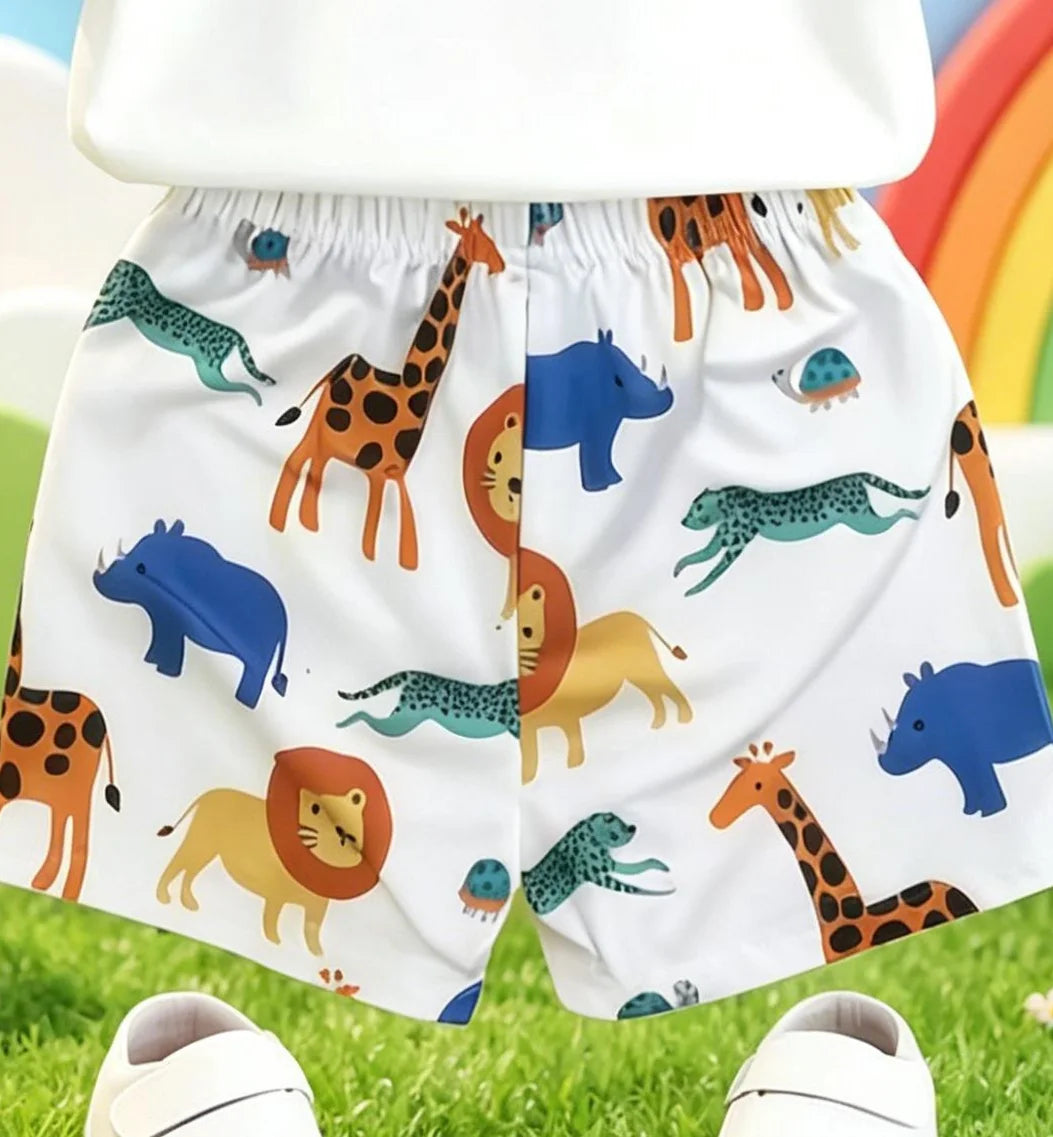 Boys' Zoo Print Two-Piece Set | Tee & Shorts