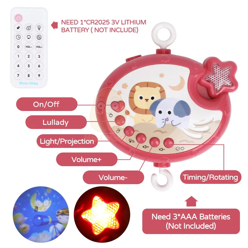 Musical Crib Mobile with Night Light for Newborns