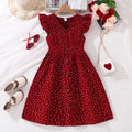 Girls Red Polka Dot V-Neck Dress (4-12Y)