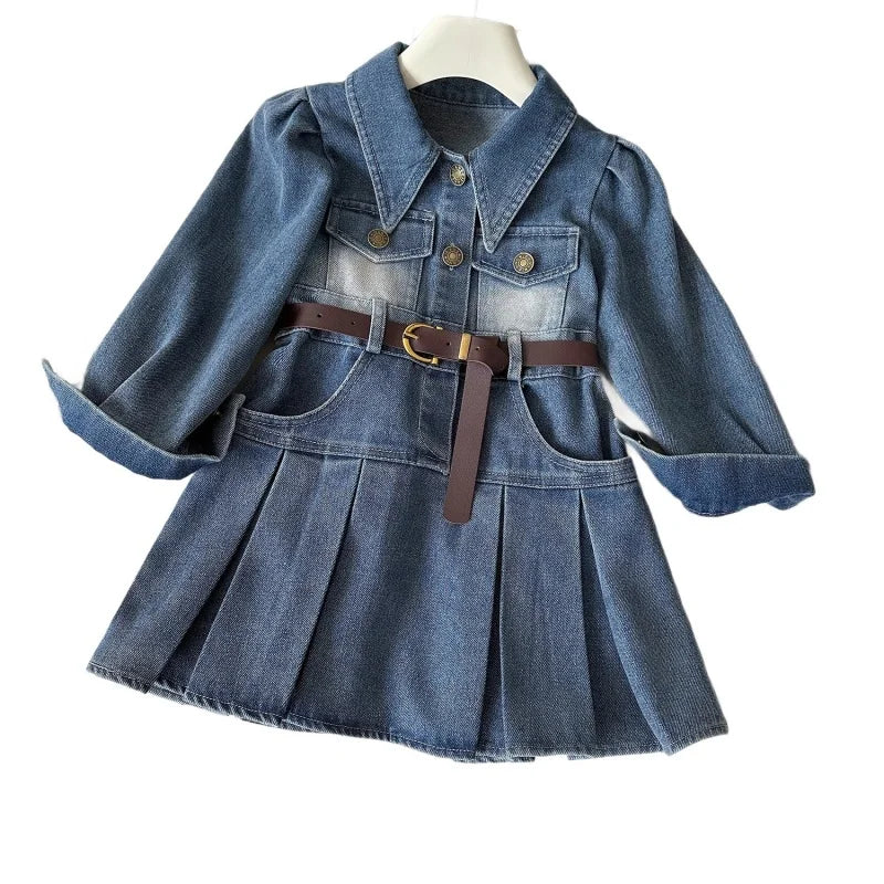 Girls Retro Denim A-Line Dress (2-8Y)