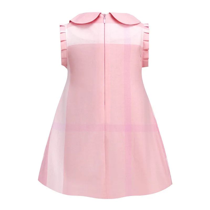 Girls Plaid Summer Dress with Sash (4-8Y)