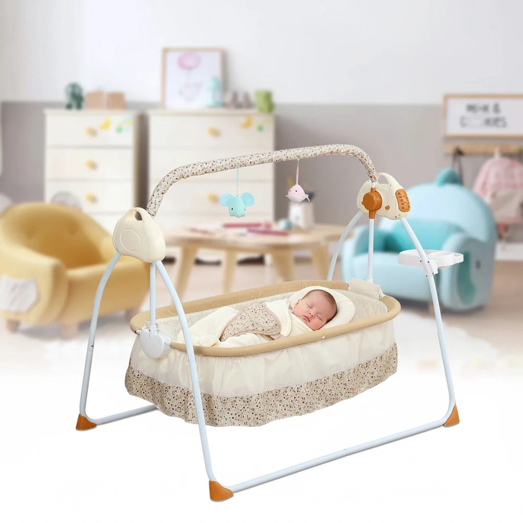 Electric Baby Cradle Swing with Bluetooth, 5 Speeds & Mosquito Net | 0–18 Months
