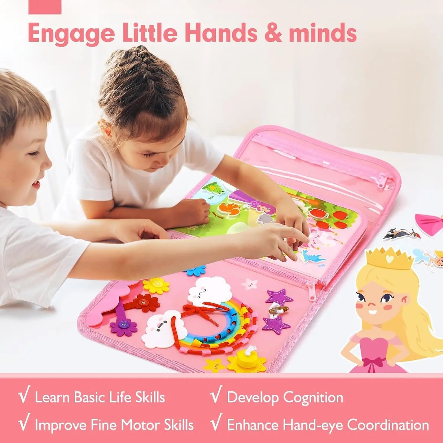 Montessori Busy Board Backpack | Life Skills Learning Toy for Toddlers